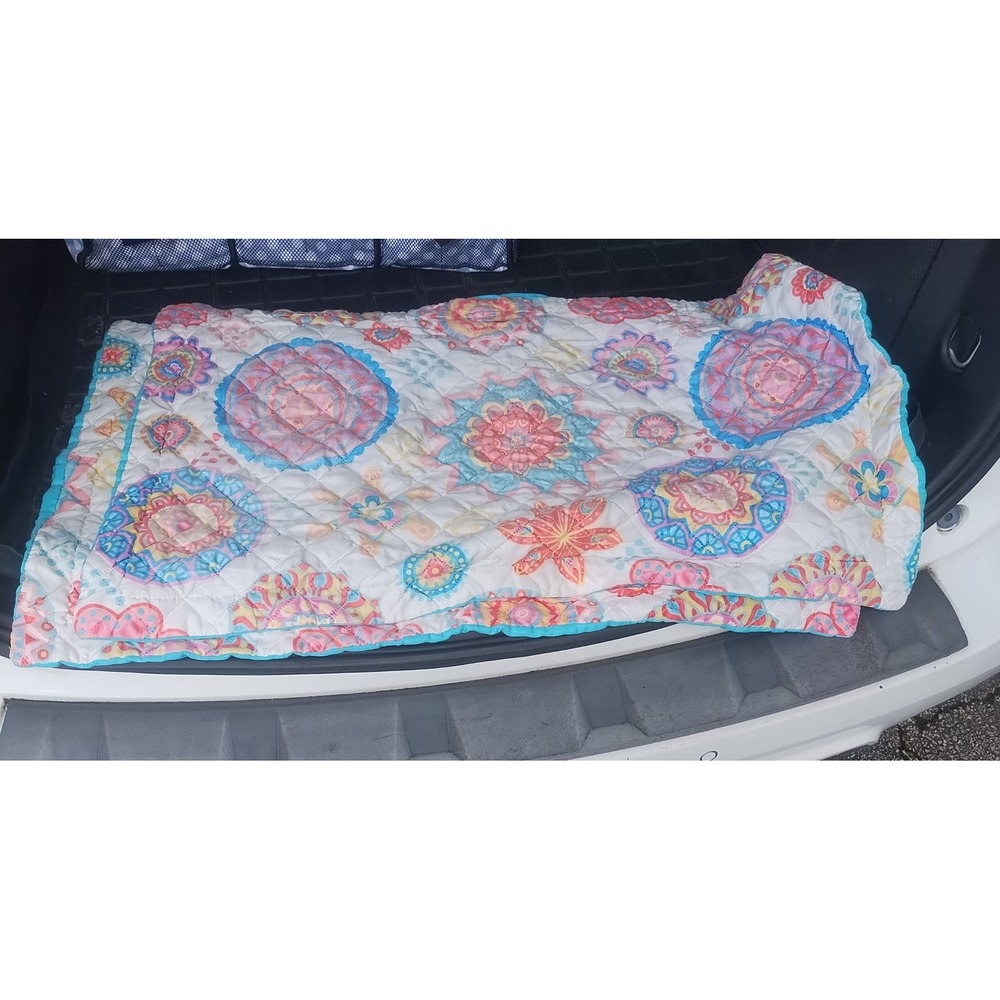 RT 1916 Designer Collection Quilted Pillow Shams Blue Pink Boho Standard (#2) - Picture 7 of 7